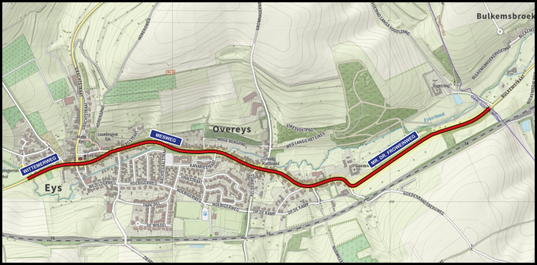 De weg van en naar Eys wordt afgesloten vanwege wegwerkzaamheden in Eys