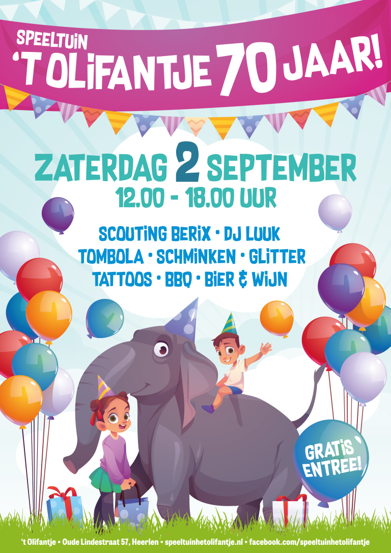 Olifantje feestposter 70 jaar 2023