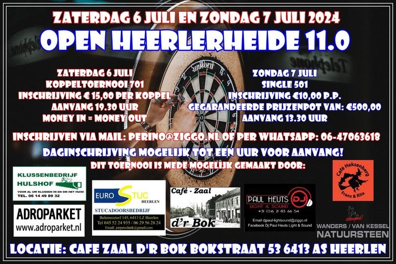 Open Darttornooi in Heerlerheide juli 2024
